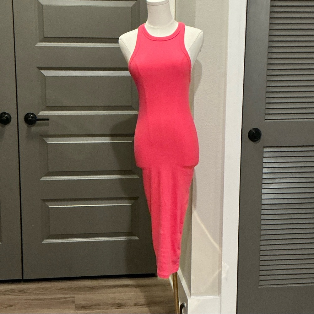 Zara Bold Pink Bodycon Midi Dress